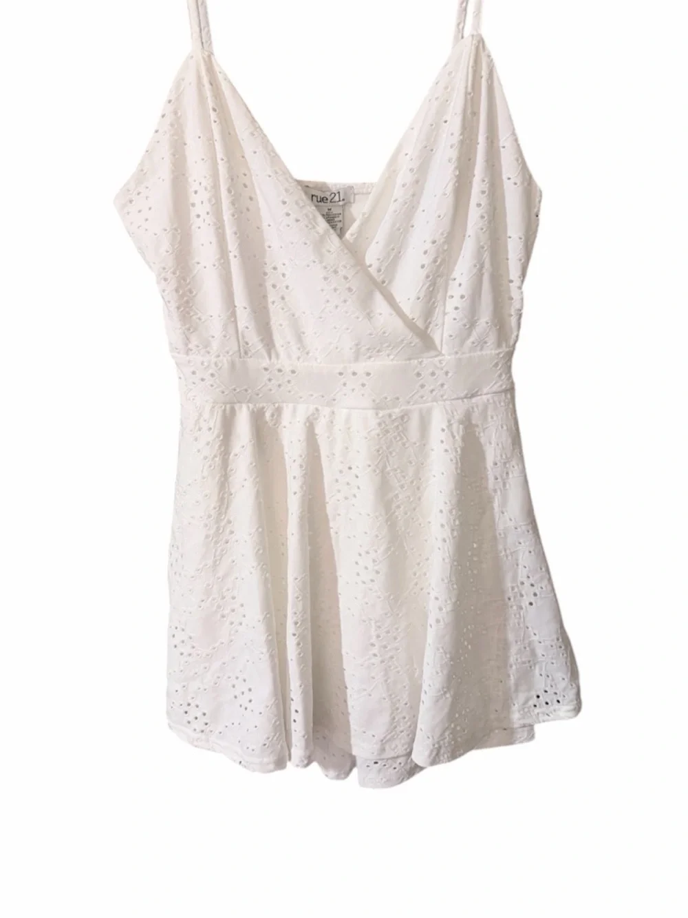 Rue21‎ White Eyelet Lace Surplice Romper
